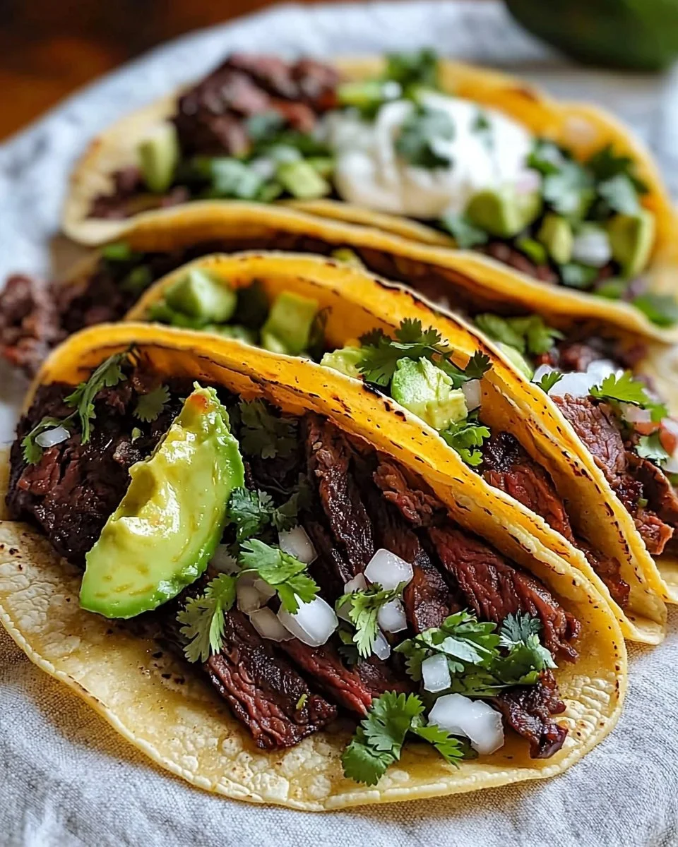 Plate of authentic Mexican street tacos topped with fresh ingredients