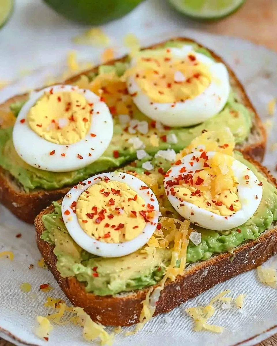 Avocado toast topped with a perfectly cooked egg on a plate.