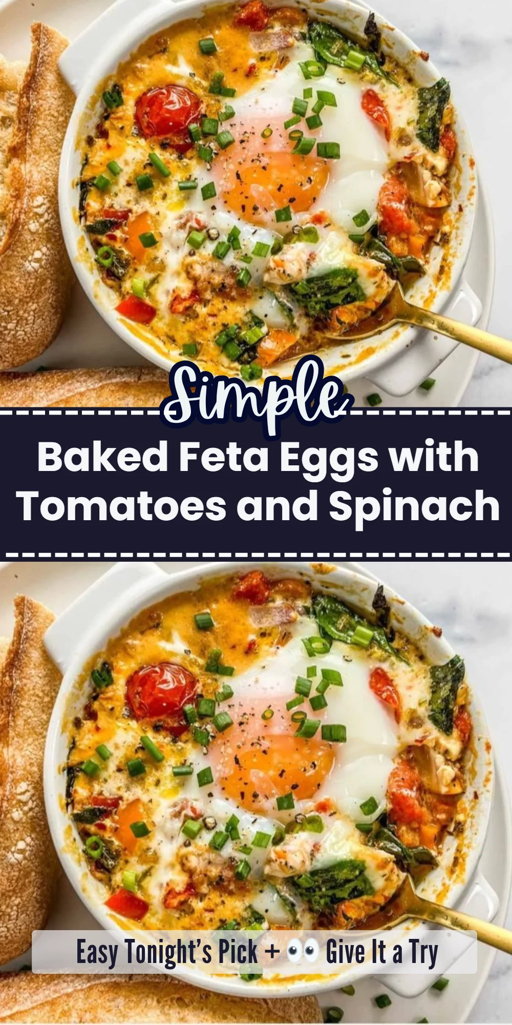 Baked Feta Eggs with Tomatoes and Spinach