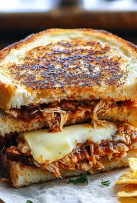 BBQ Chicken Grilled Cheese sandwich with melted cheese and smoky BBQ flavor