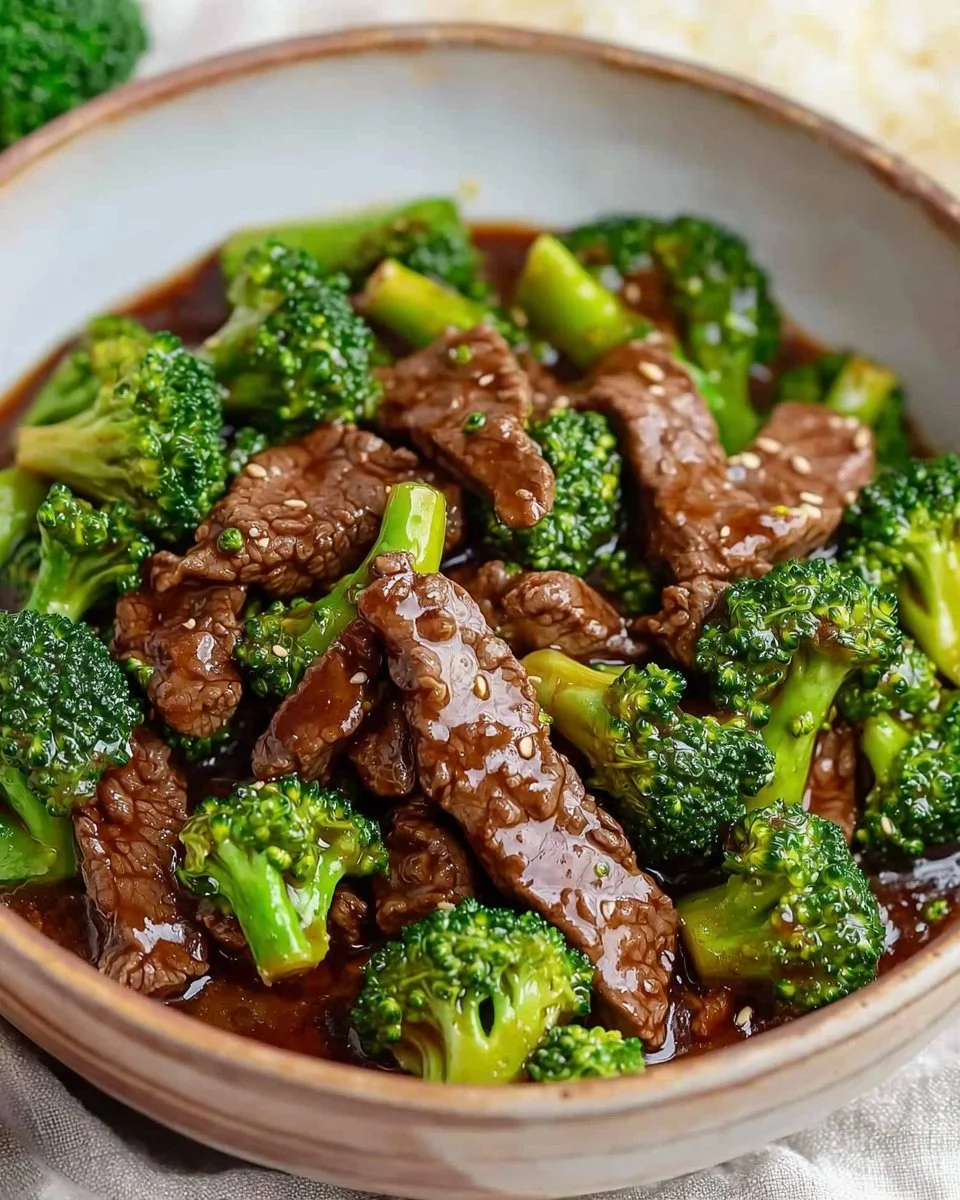 Delicious beef and broccoli stir-fry served in a bowl with rice