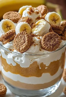 Delicious Biscoff Banana Pudding served in a bowl with banana slices and Biscoff cookies