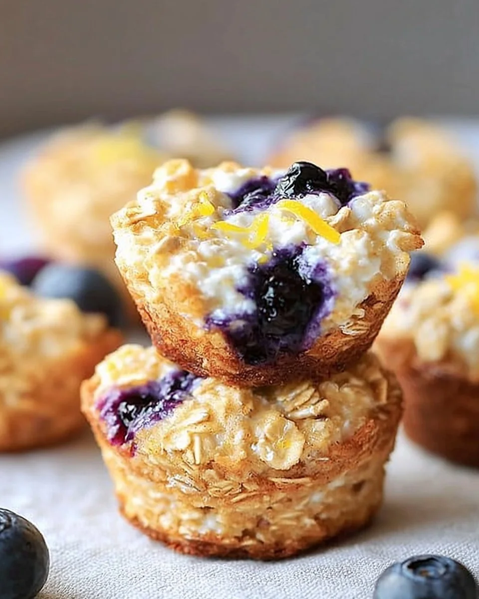 Blueberry and lemon zest cottage cheese bites on a plate