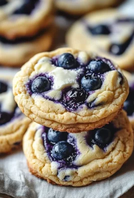 A plate of blueberry cheesecake cookies with fresh blueberries on top