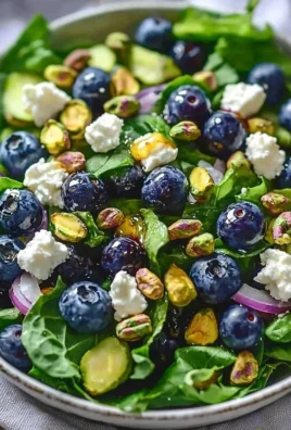 Colorful Blueberry Pistachio Spring Salad with vibrant greens and nuts