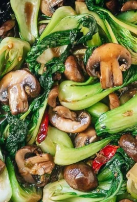 Bok Choy and Mushroom Stir Fry in a colorful bowl with vegetables