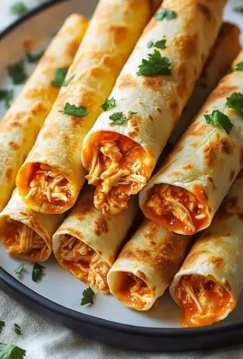 Crispy Buffalo Chicken Taquitos served with dipping sauce