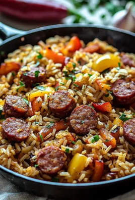 Cajun Sausage and Rice Skillet prepared with flavorful ingredients