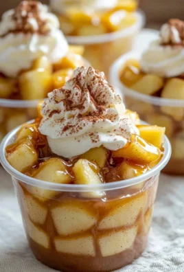 Delicious caramel apple dessert cups topped with whipped cream and caramel drizzle