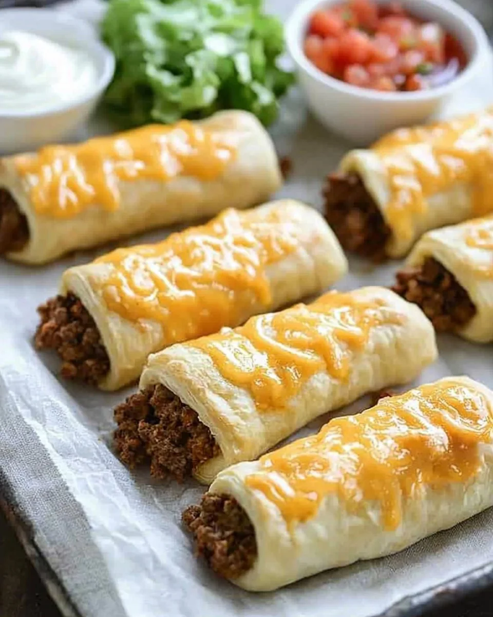 Delicious cheesy taco sticks served on a plate with dipping sauce