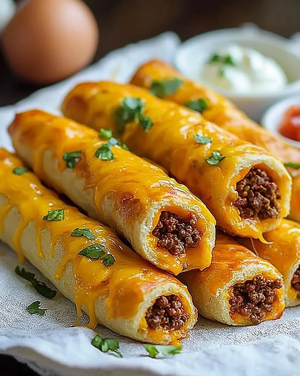Delicious cheesy taco sticks served on a plate