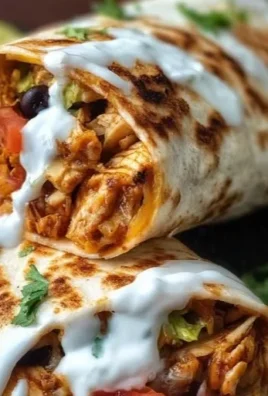 Homemade chicken burrito filled with chicken, rice, and vegetables