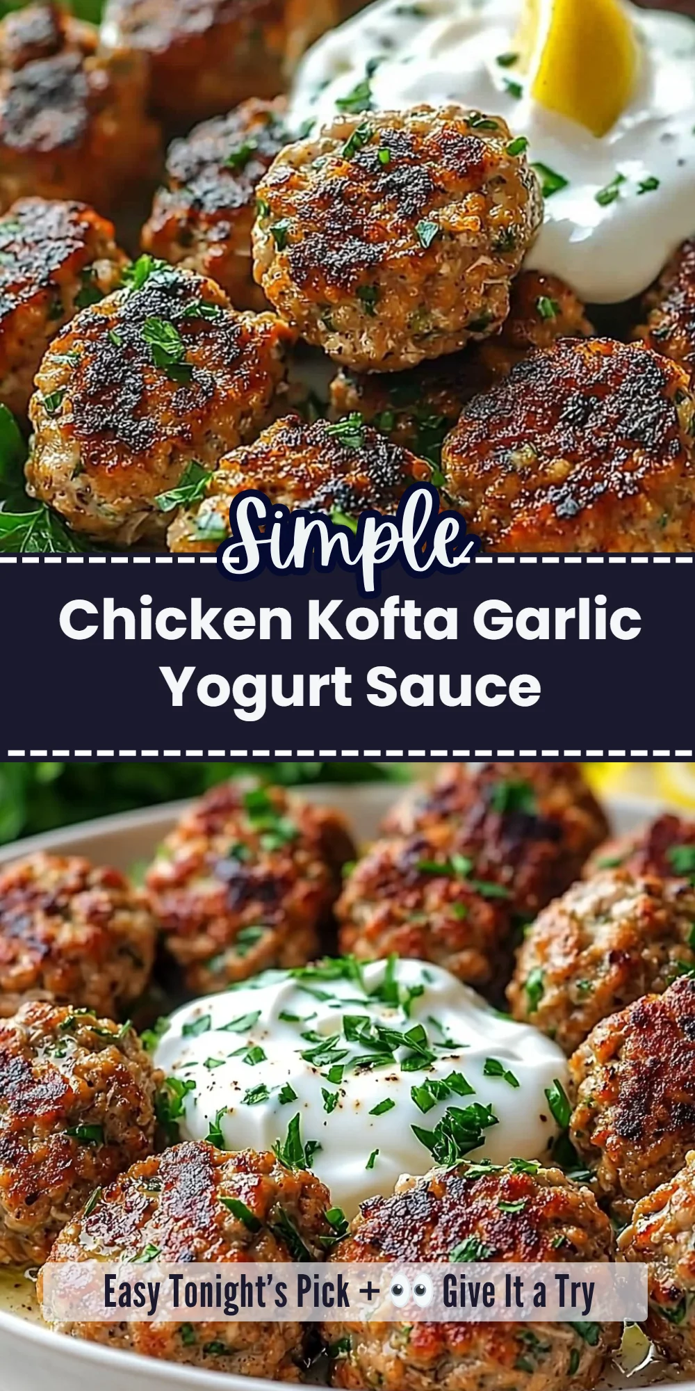 Chicken Kofta Garlic Yogurt Sauce