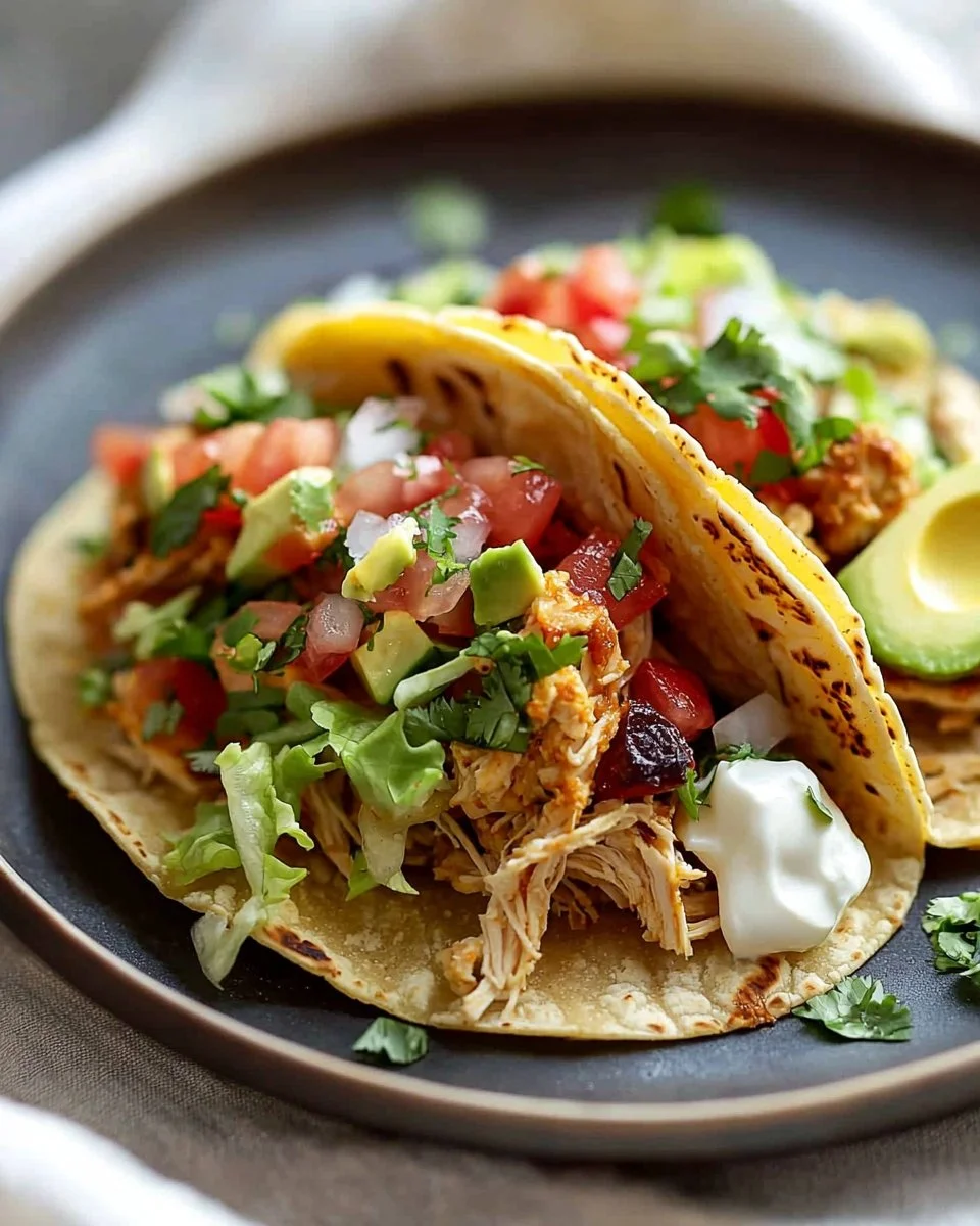 Tender chicken tacos topped with fresh ingredients for a delicious meal