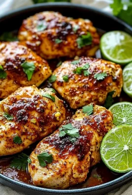 Grilled Chili Lime Chicken garnished with fresh cilantro and lime slices