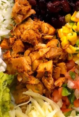 Chipotle-style chicken burrito bowl meal prep recipe with fresh ingredients