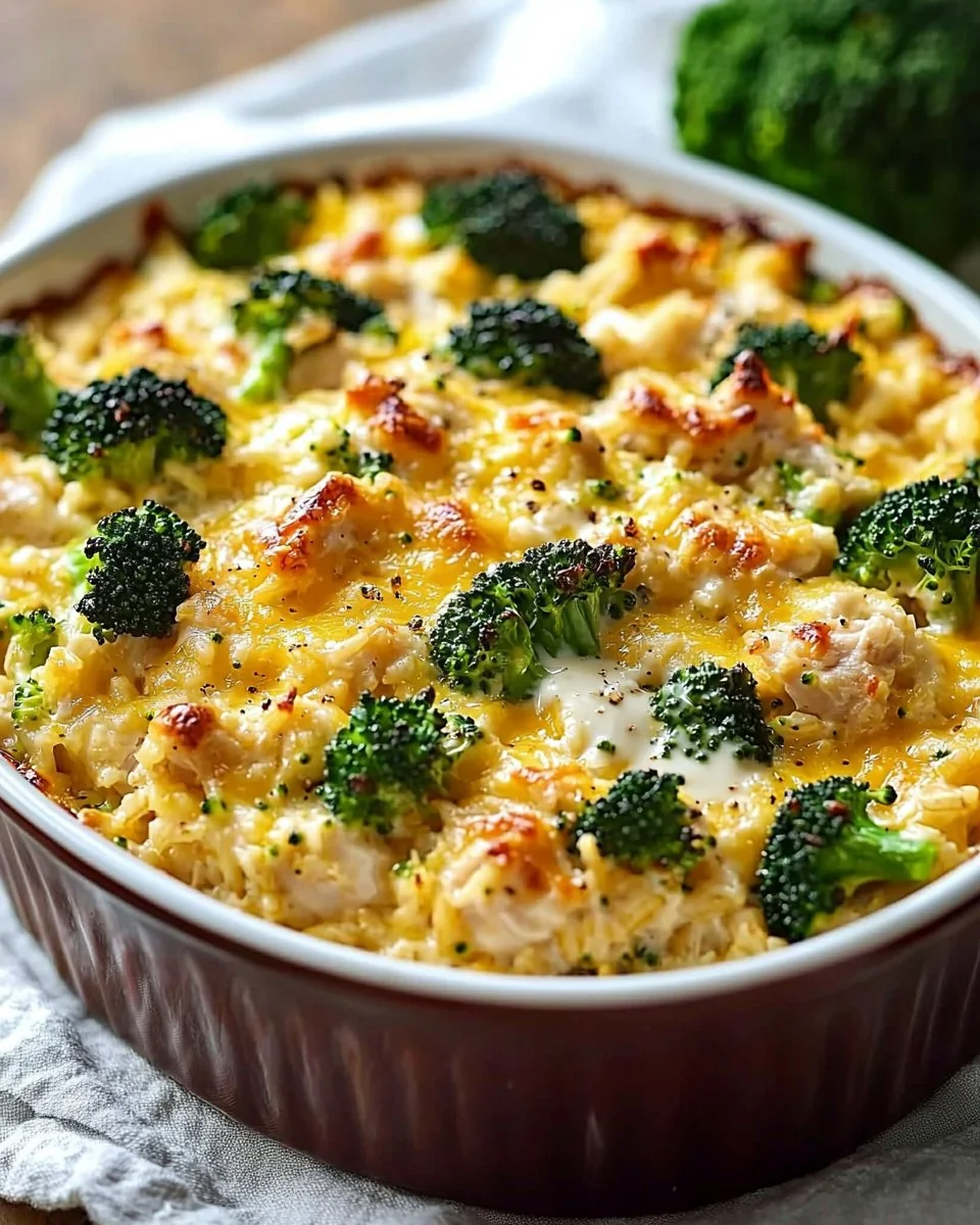Creamy Chicken Broccoli Rice Cheese Casserole recipe