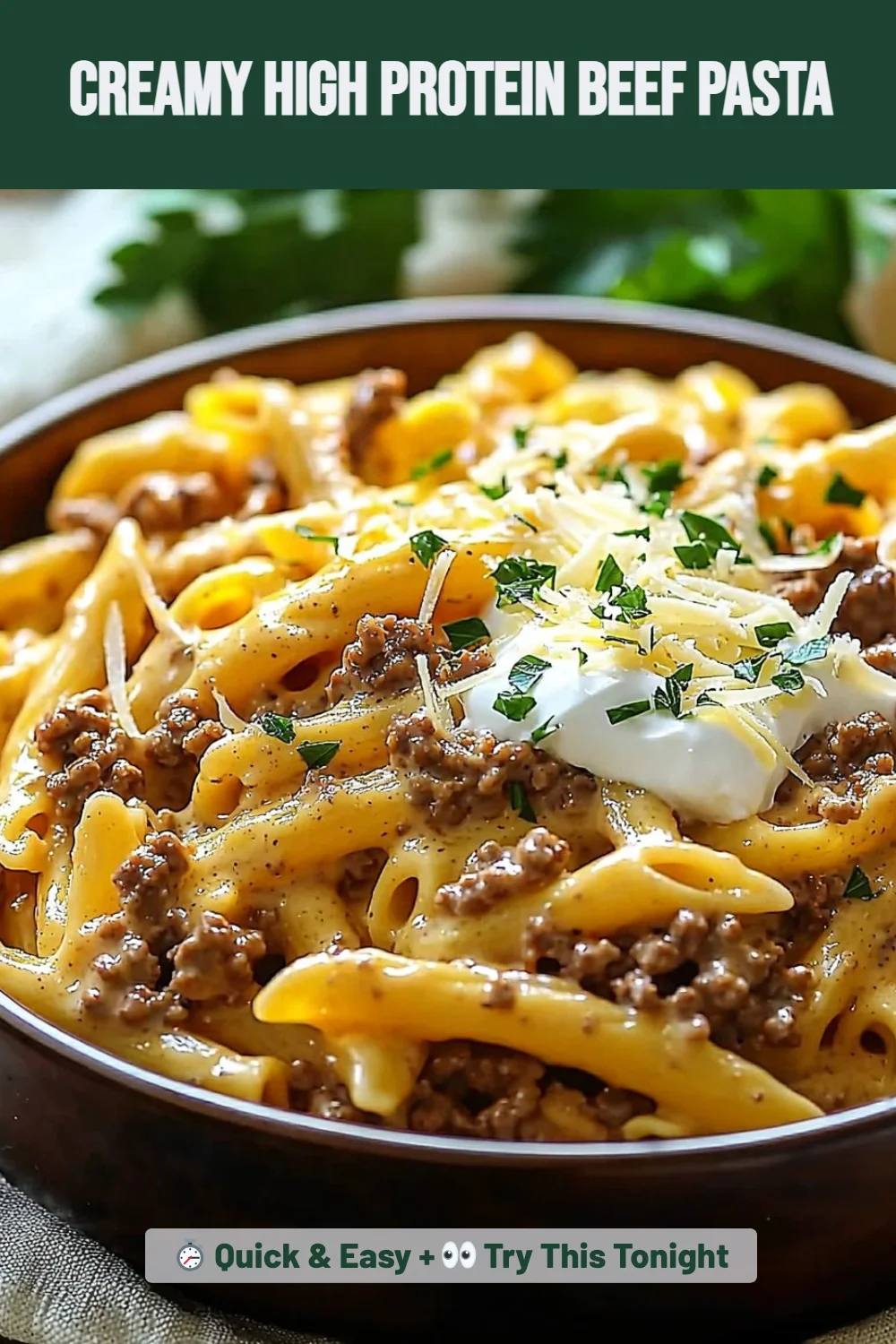 Creamy High Protein Beef Pasta