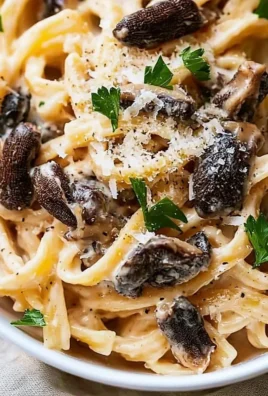 Delicious creamy morel mushroom pasta topped with fresh herbs and cheese