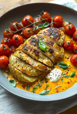 Creamy tomato chicken breast dish with vibrant flavors and rich sauce