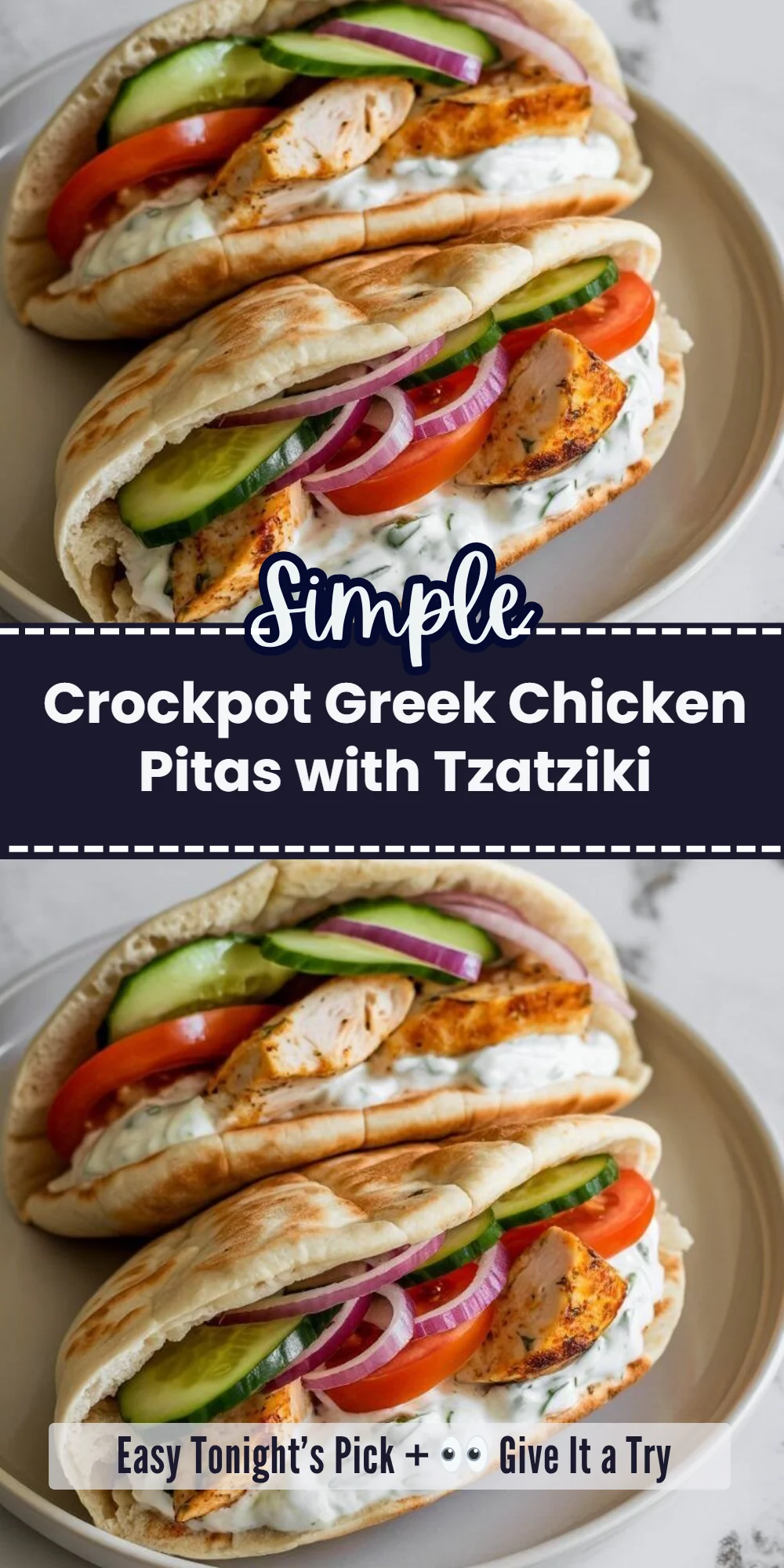 Crockpot Greek Chicken Pitas with Tzatziki
