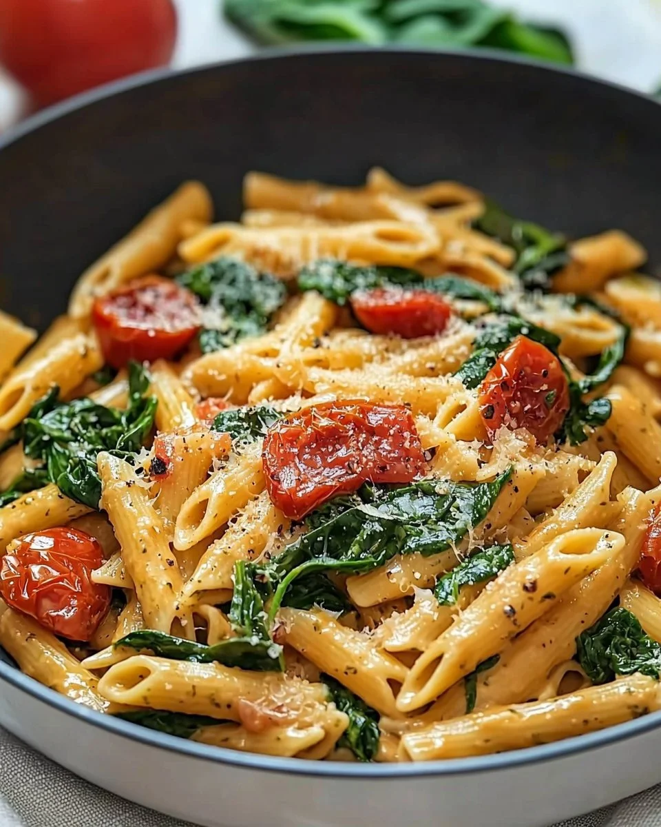 Delicious Spinach Tomato Pasta