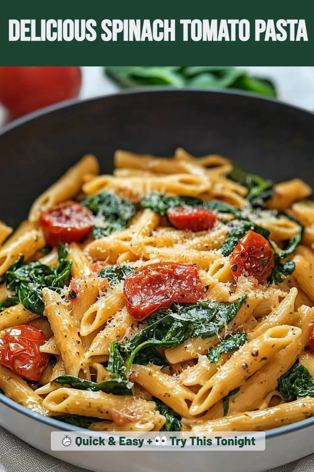 Delicious Spinach Tomato Pasta
