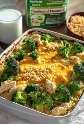 Easy chicken and broccoli casserole baked and served in a dish
