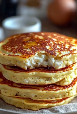 Flourless cottage cheese pancakes served with fresh fruit and syrup