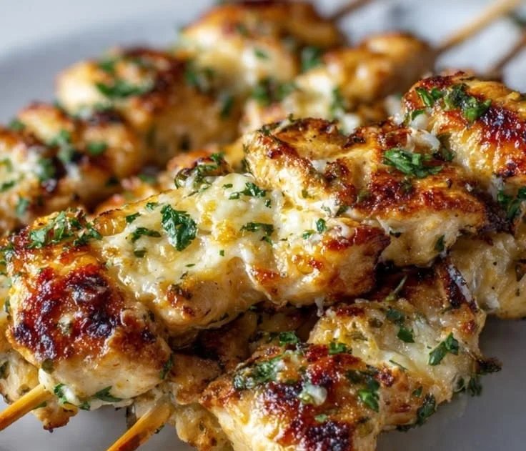 Garlic Parm Chicken Skewers