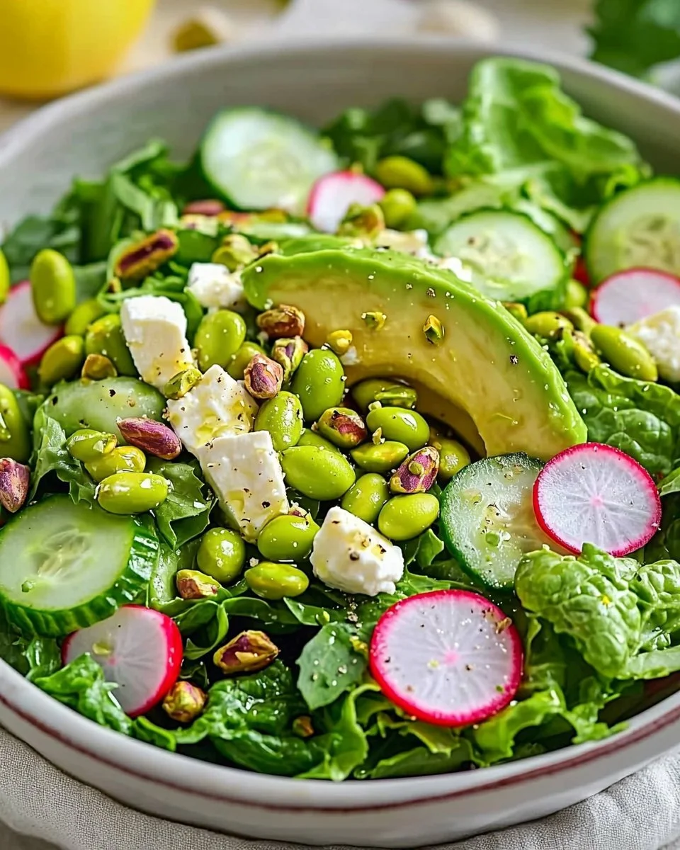 Fresh Green Goddess Salad with herbs and vegetables on a plate
