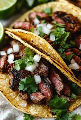 Grilled beef Mexican street tacos with cilantro, onions, and lime in a corn tortilla.
