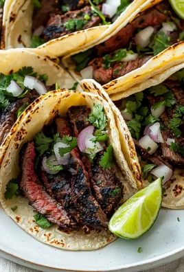 Delicious grilled beef tacos with fresh toppings and garnishes