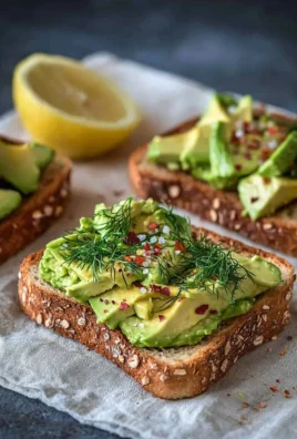 Delicious vegan avocado toast topped with spices on whole grain bread.