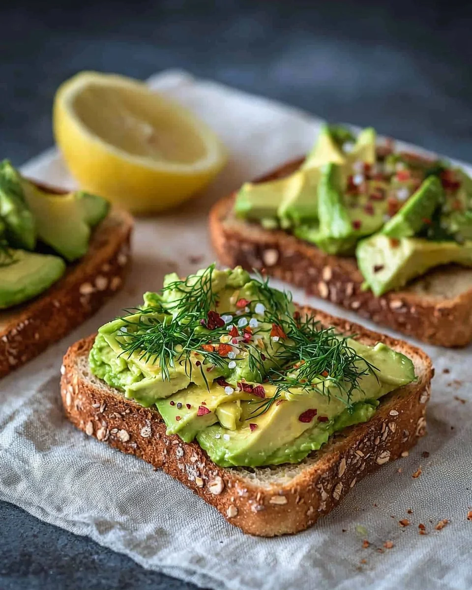 Delicious vegan avocado toast topped with spices on whole grain bread.