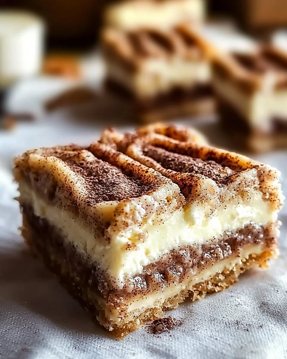 Delicious cinnamon roll bliss bars topped with creamy glaze
