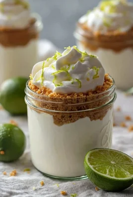 No bake Key Lime Pie Mason Jar Desserts topped with lime slices and whipped cream.