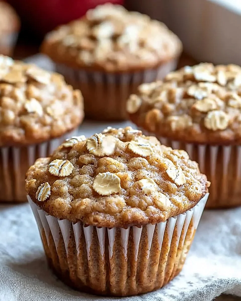Moist applesauce oatmeal muffins fresh out of the oven, healthy and delicious.