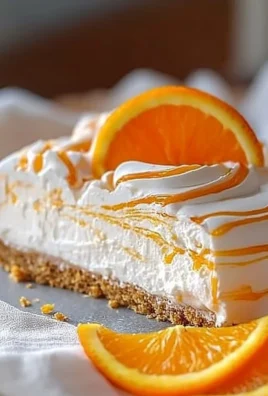 No-Bake Orange Creamsicle Cheesecake topped with orange slices and cream