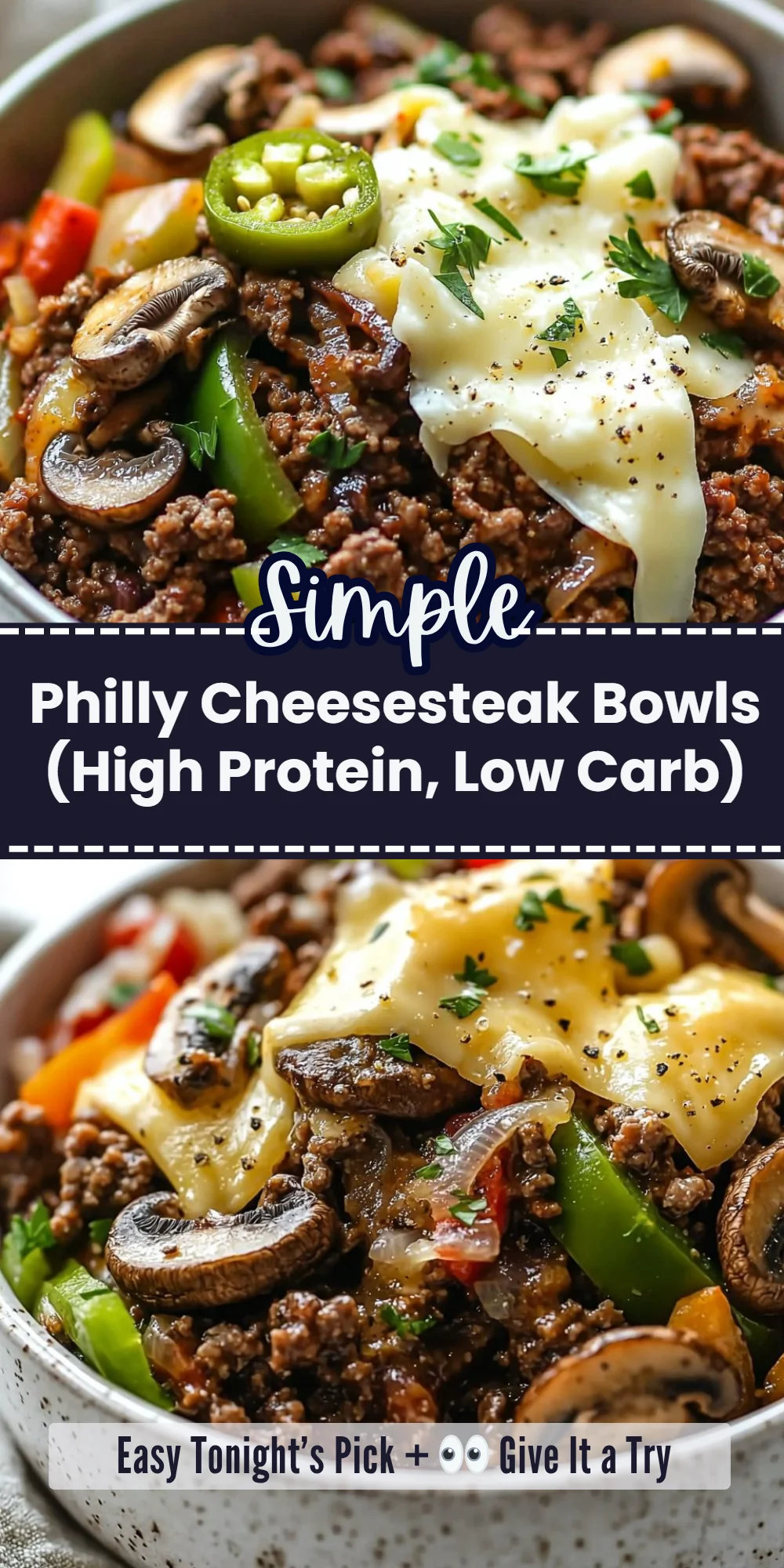 Philly Cheesesteak Bowls (High Protein, Low Carb)