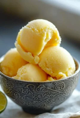 Delicious and refreshing pineapple sorbet served in a bowl.
