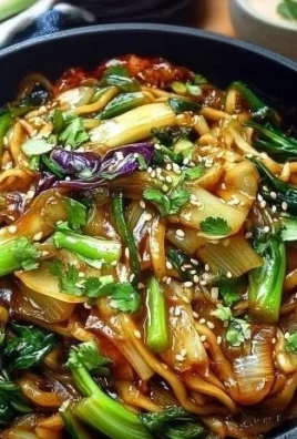 Sautéed Bok Choy Lo Mein with ginger and vegetables in a bowl