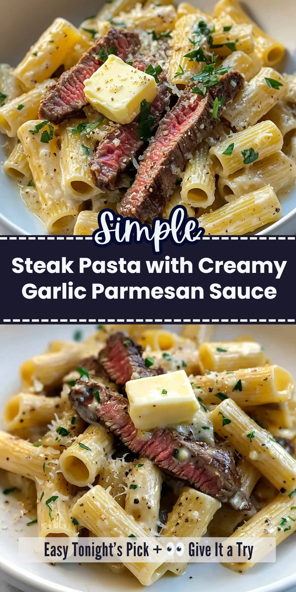 Steak Pasta with Creamy Garlic Parmesan Sauce
