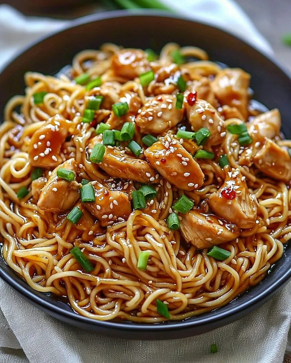 Sticky Garlic Chicken Noodles