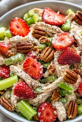 Strawberry Pecan Poppy Seed Chicken Salad featuring fresh ingredients and vibrant colors.