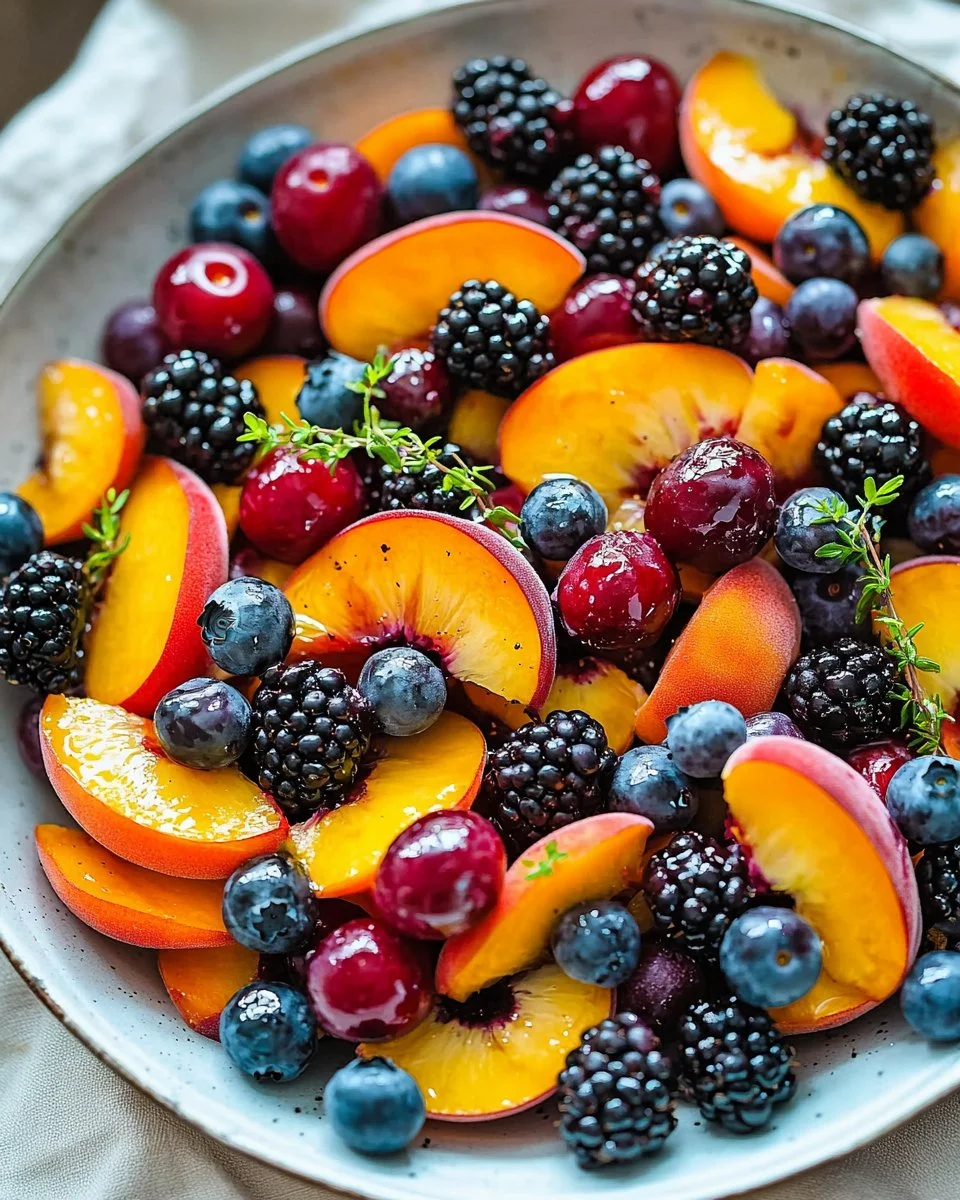 Colorful summer fruit salad with seasonal fruits in a bowl