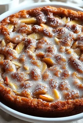 Delicious sweet apple fritter cake topped with glaze and fresh apples