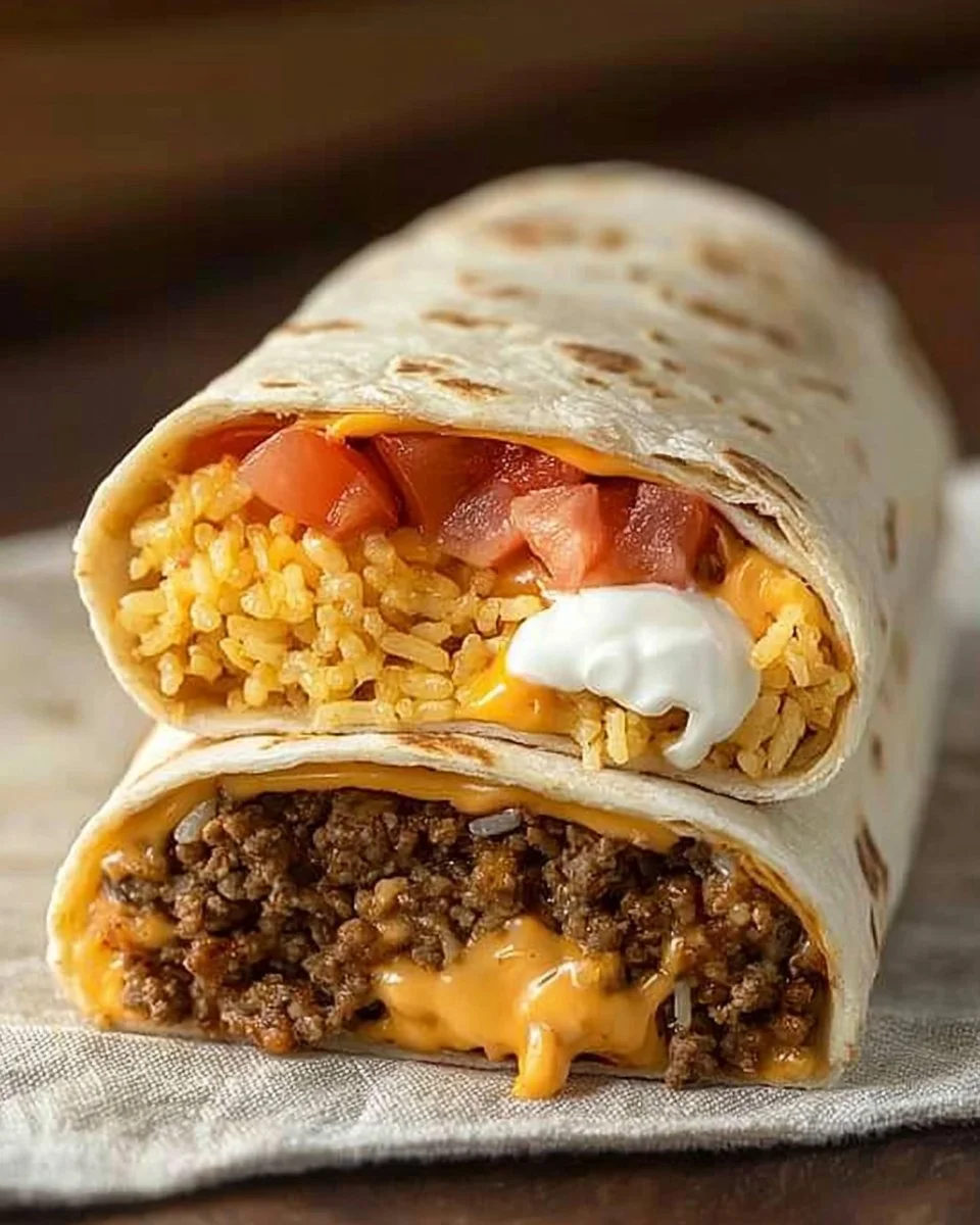 Taco Bell Quesarito wrapped in foil with melty cheese and fillings