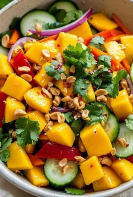 Delicious Thai Mango Salad with fresh mango, vegetables, and herbs