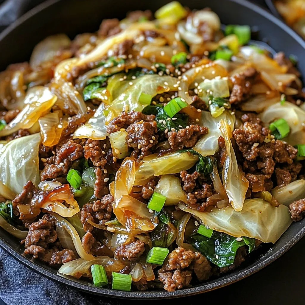 Asian-Inspired Beef & Cabbage Skillet